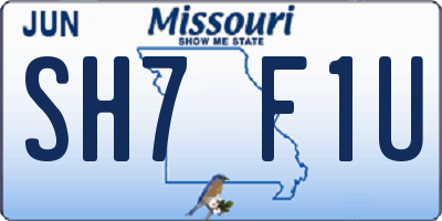 MO license plate SH7F1U