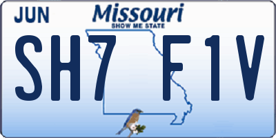 MO license plate SH7F1V