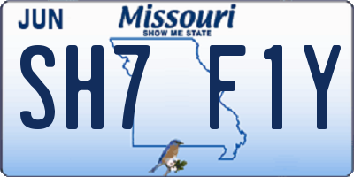MO license plate SH7F1Y