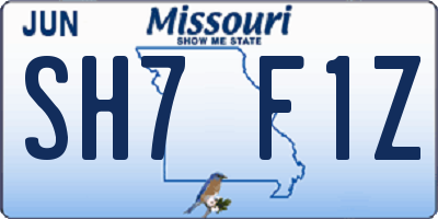 MO license plate SH7F1Z