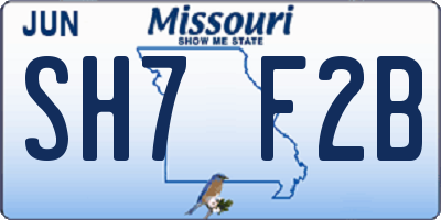 MO license plate SH7F2B