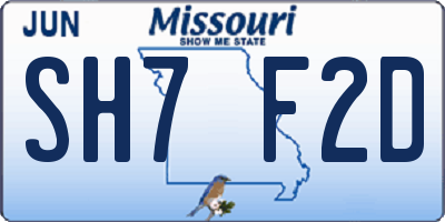 MO license plate SH7F2D