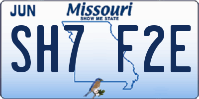 MO license plate SH7F2E