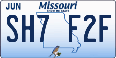 MO license plate SH7F2F