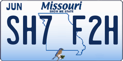 MO license plate SH7F2H