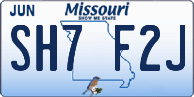 MO license plate SH7F2J