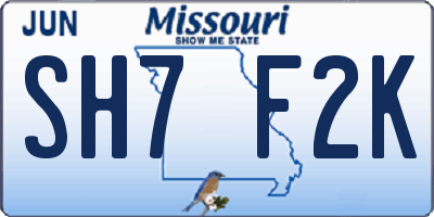MO license plate SH7F2K