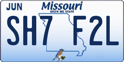 MO license plate SH7F2L
