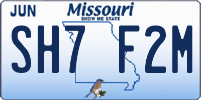 MO license plate SH7F2M