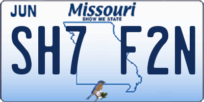 MO license plate SH7F2N