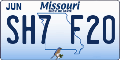 MO license plate SH7F2O