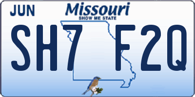 MO license plate SH7F2Q