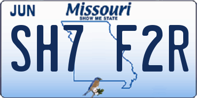 MO license plate SH7F2R