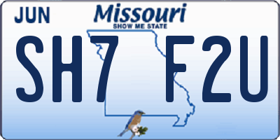 MO license plate SH7F2U