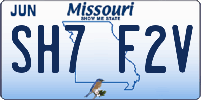 MO license plate SH7F2V