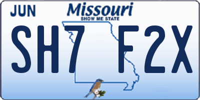 MO license plate SH7F2X