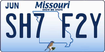 MO license plate SH7F2Y
