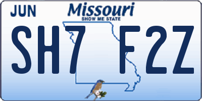 MO license plate SH7F2Z