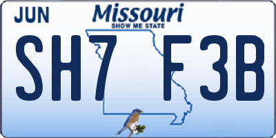 MO license plate SH7F3B