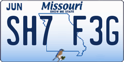 MO license plate SH7F3G
