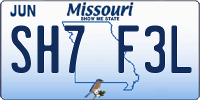 MO license plate SH7F3L