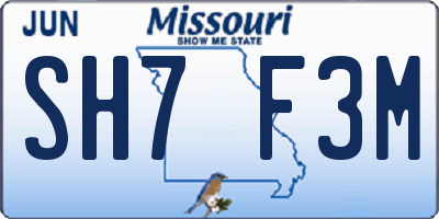 MO license plate SH7F3M
