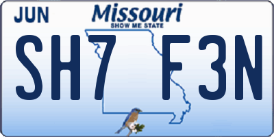 MO license plate SH7F3N