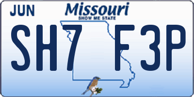 MO license plate SH7F3P