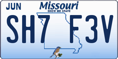 MO license plate SH7F3V