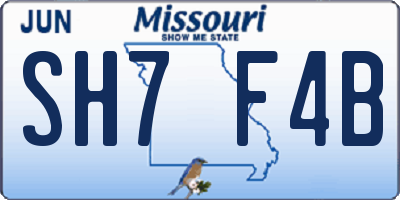 MO license plate SH7F4B
