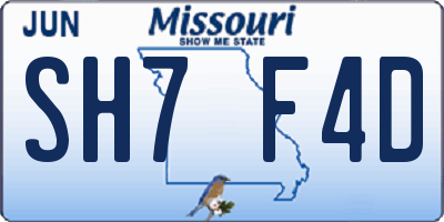 MO license plate SH7F4D