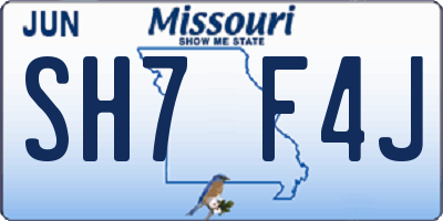 MO license plate SH7F4J
