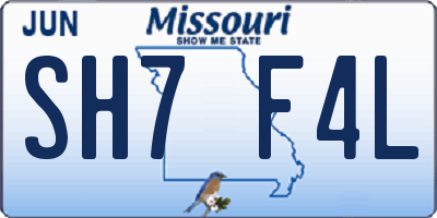 MO license plate SH7F4L