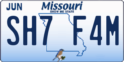MO license plate SH7F4M
