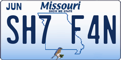 MO license plate SH7F4N