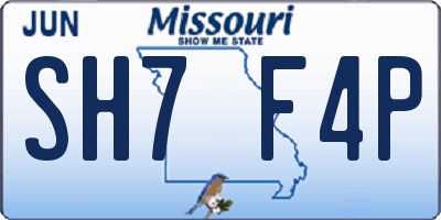 MO license plate SH7F4P