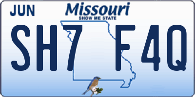 MO license plate SH7F4Q