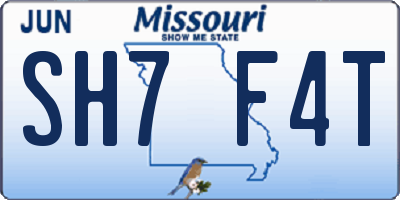 MO license plate SH7F4T