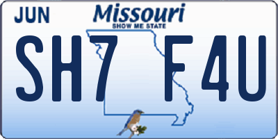 MO license plate SH7F4U