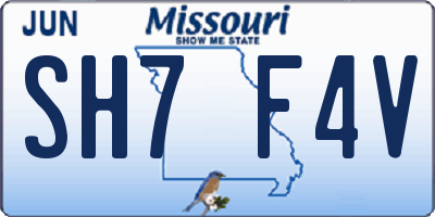 MO license plate SH7F4V