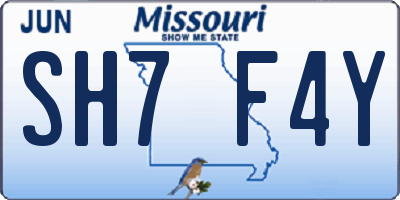 MO license plate SH7F4Y