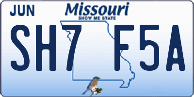 MO license plate SH7F5A