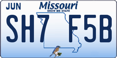 MO license plate SH7F5B