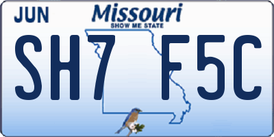 MO license plate SH7F5C