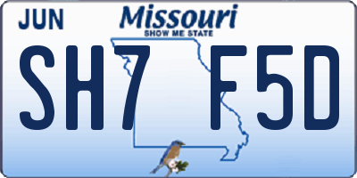 MO license plate SH7F5D
