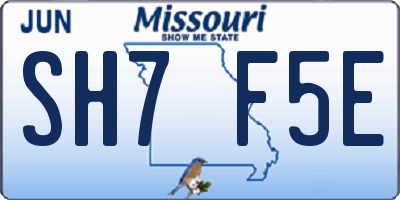 MO license plate SH7F5E