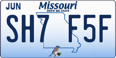 MO license plate SH7F5F