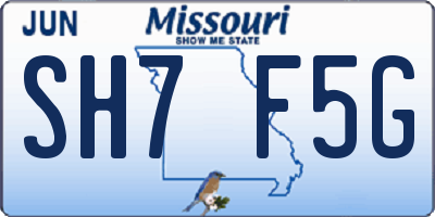 MO license plate SH7F5G