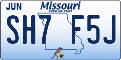 MO license plate SH7F5J