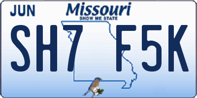 MO license plate SH7F5K